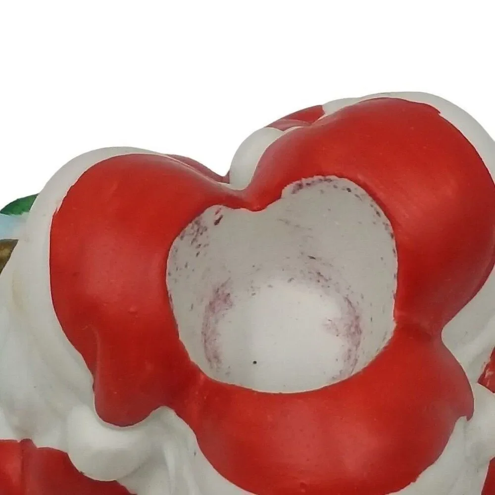 Vintage 90s Holiday Christmas Santa Claus Trio Candle Holder Table Decor